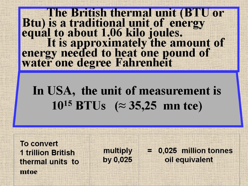 The British thermal unit (BTU or Btu) is a traditional unit of  energy